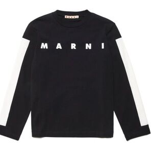 Marni Kids Black and White Long Sleeve Tee